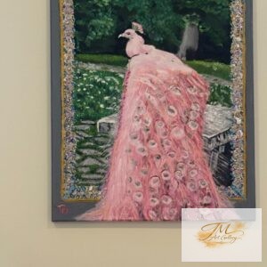Elegant peacock artwork on display