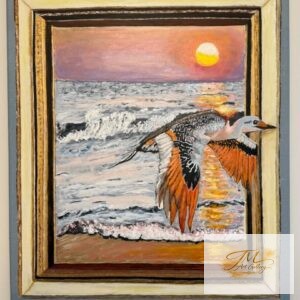 Seascape painting with bird illusion